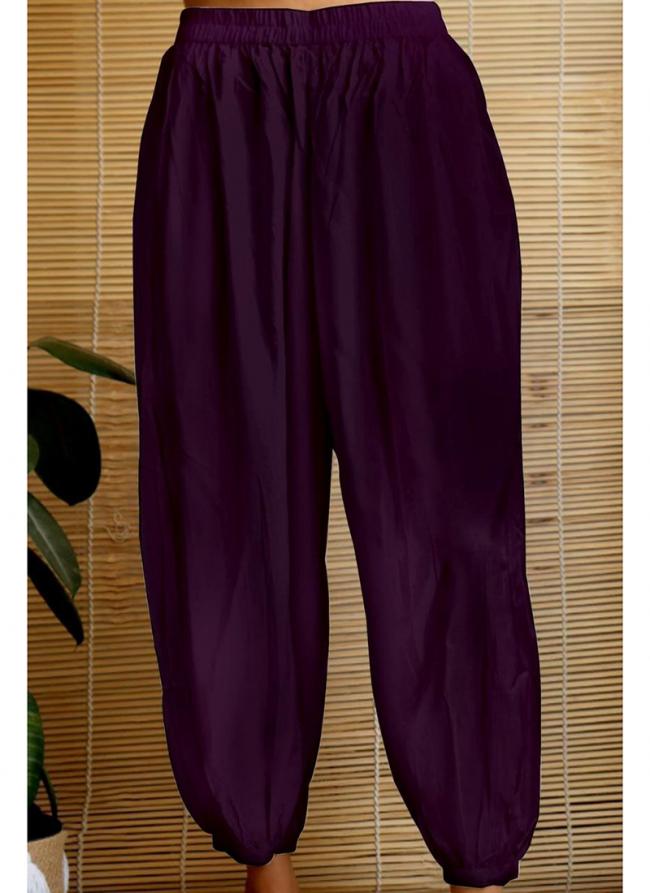 Rayon Purple Casual Wear Plain Afghani Pant